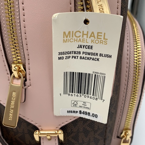MICHAEL KORS JAYCEE MEDIUM ZIP POCKET BACKPACK BROWN /PINK SIGNATURE COLOR - Picture 16 of 16